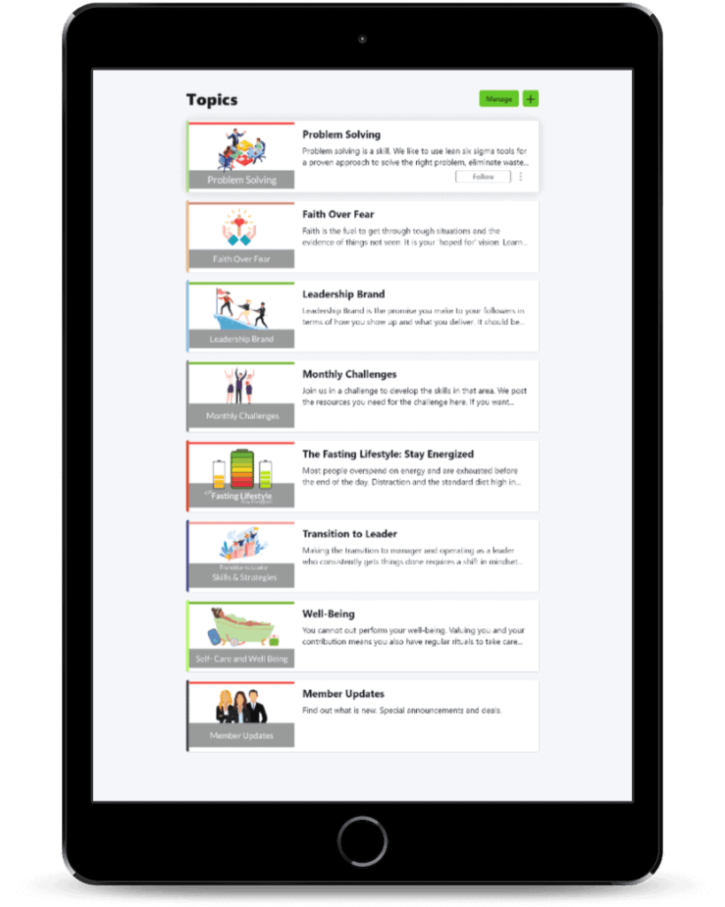 Tablet view of Work Smart Club Network