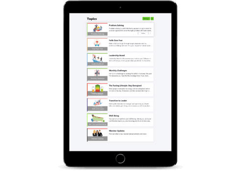 Tablet view of Work Smart Club Network