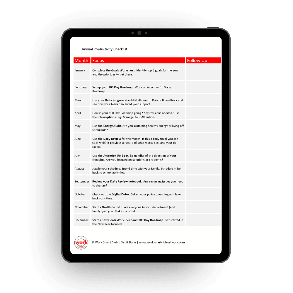 Annual Productivity Checklist mock up