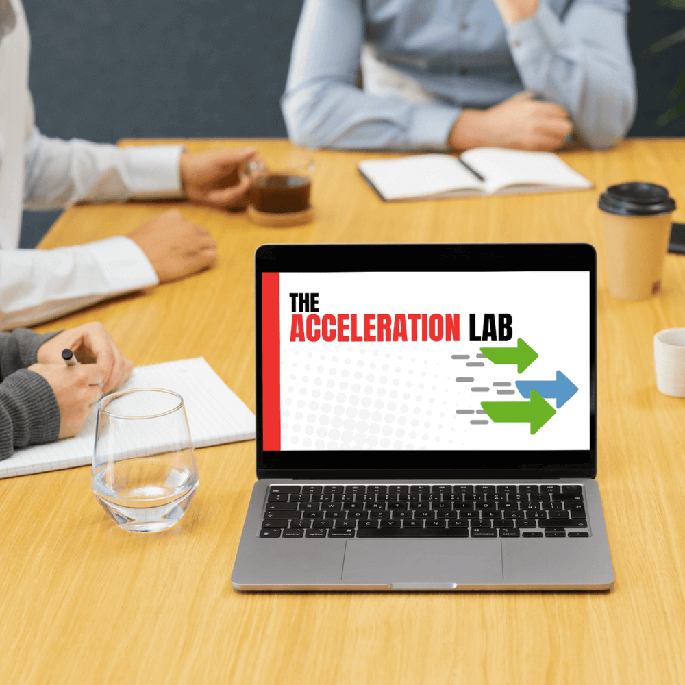 the acceleration lab on a computer sitting on a desk